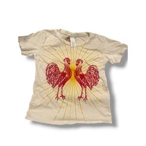 100% Cotton Rooster Graphic T-Shirt Kids Size 3T USA Made Distressed Farm Ani